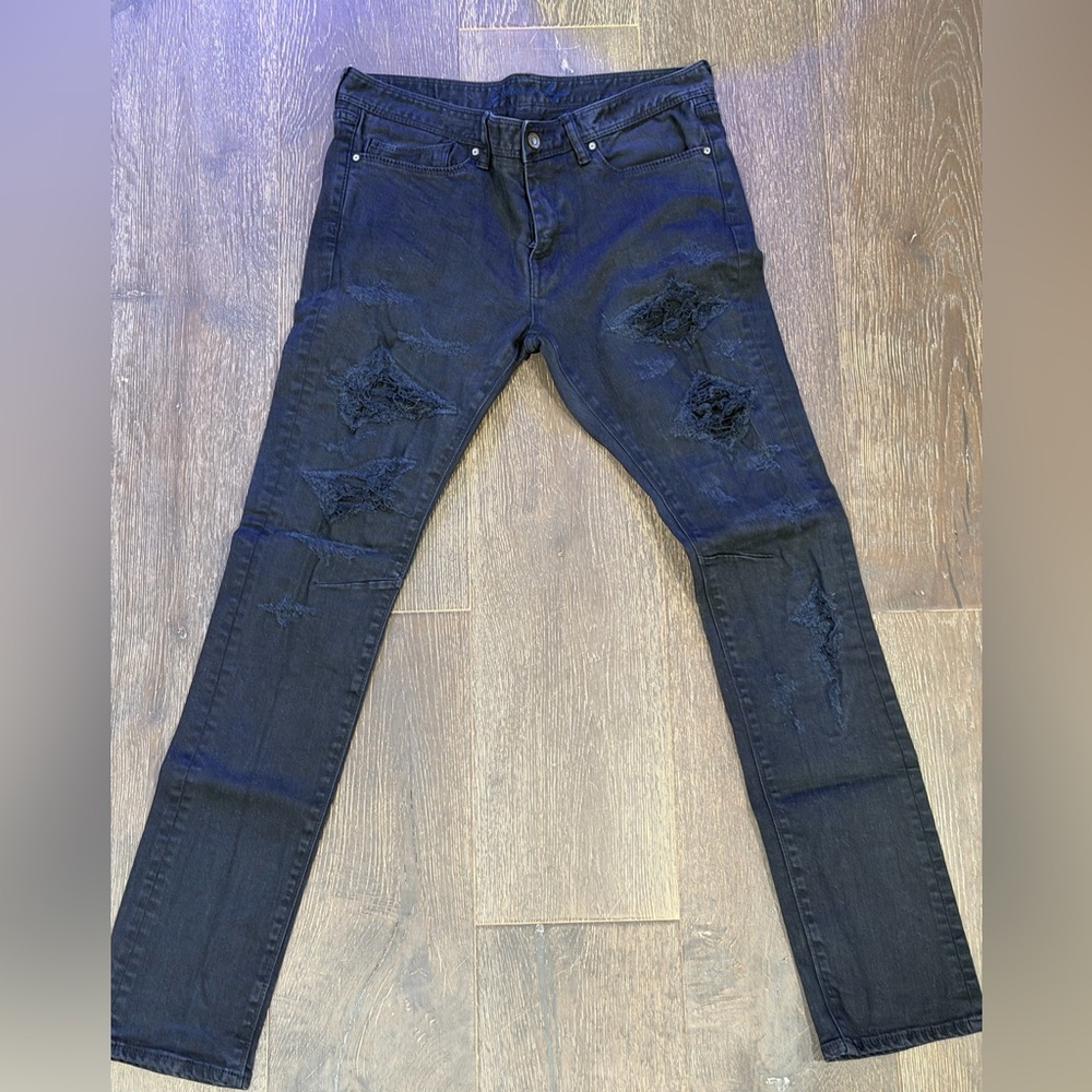 Men's Distressed Black Skinny Jeans